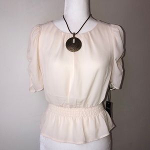 NWT Forever 21 Cream Peplum Blouse